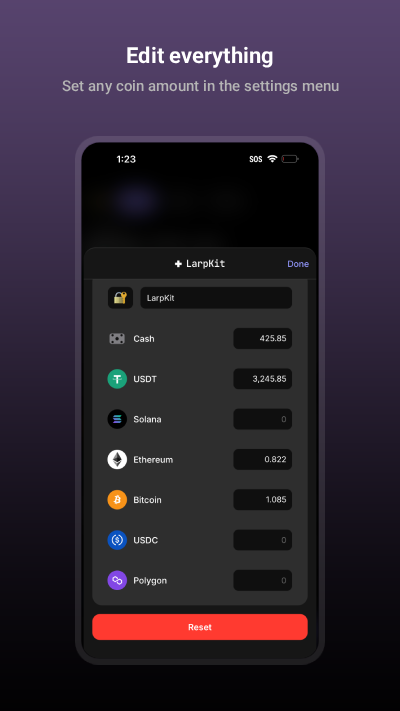 Crypto Wallet Simulator: Edit everything
