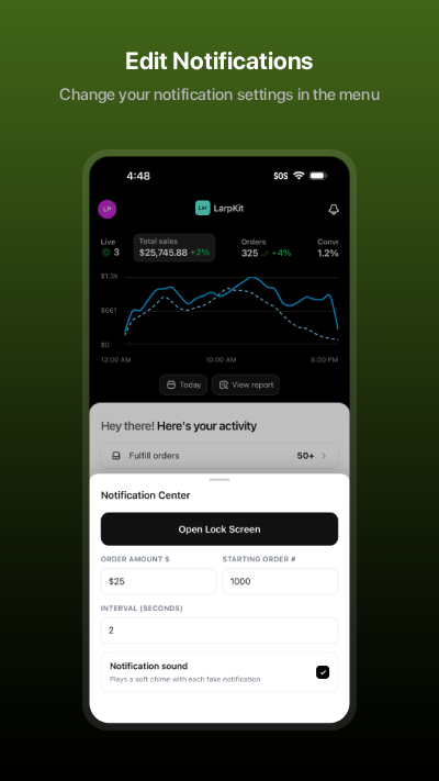 Shopify Simulator: Edit Notifications