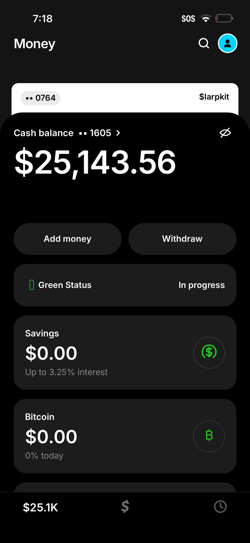 Cash App dashboard simulator screenshot